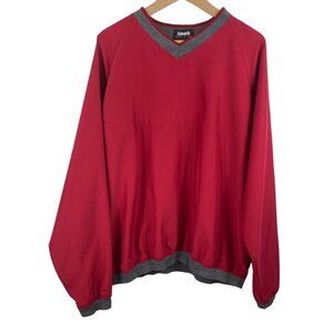 Ashworth Golf Windbreaker Jacket Mens Size Large Red Pullover V Neck Logo 90s